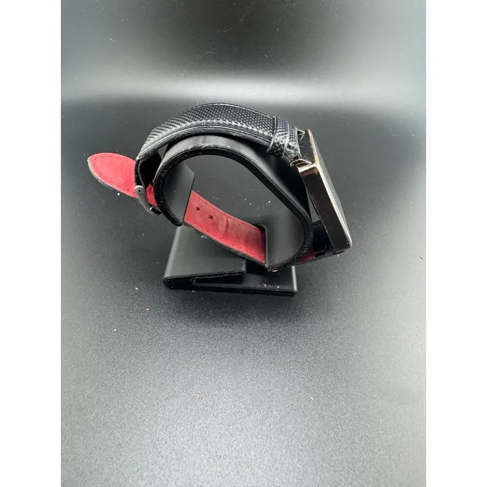 Bariho Rectangular Tank Watch Silver Black Dial Red